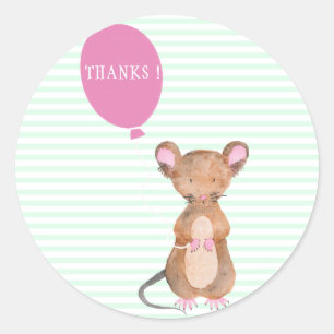 Bedankt Baby shower Cute Woodland Mouse / Birthd Ronde Sticker