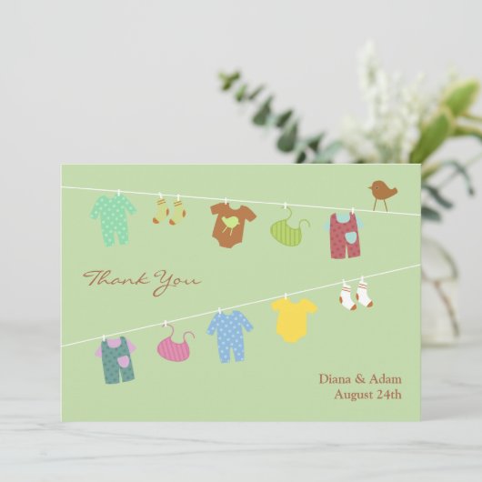 Bedankt Baby shower Flat Kaart (Staand voorkant)