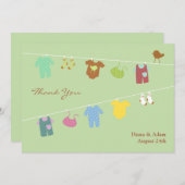 Bedankt Baby shower Flat Kaart (Voorkant / Achterkant)