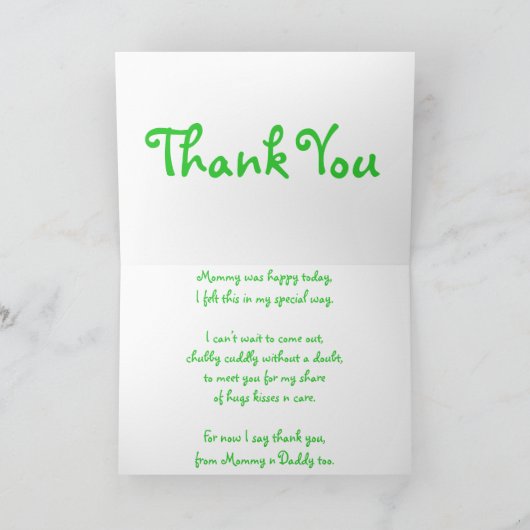 Bedankt Baby shower - Groen (Binnen)