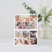 Bedankt Baby shower Minimalist 12 Fotocollage Briefkaart (Staand voorkant)