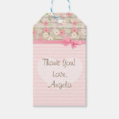 Bedankt Baby shower Pink Flowers Cadeau Label Cadeaulabel (Voorkant)