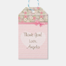Bedankt Baby shower Pink Flowers Cadeau Label