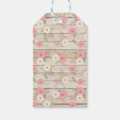 Bedankt Baby shower Pink Flowers Cadeau Label Cadeaulabel (Achterkant)