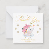 Bedankt, baby shower schattig olifantengoud notitiekaartje (Voorkant)