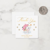 Bedankt, baby shower schattig olifantengoud notitiekaartje (Voorkant / Achterkant in situ)