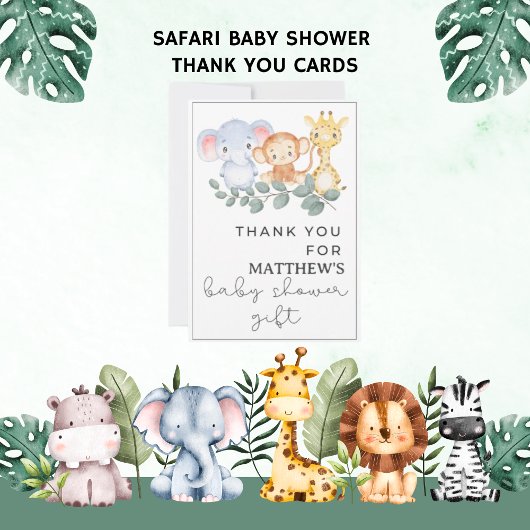 Bedankt Baby's Name Animal Safari baby shower