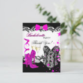 Bedankt Bachelorette Lace Pink Corset Champagne Briefkaart (Staand voorkant)