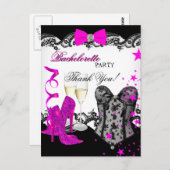 Bedankt Bachelorette Lace Pink Corset Champagne Briefkaart (Voorkant / Achterkant)