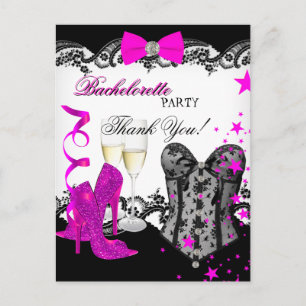 Bedankt Bachelorette Lace Pink Corset Champagne Briefkaart