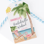 Bedankt Bachelorette Tropical Beach Favor Cadeaulabel<br><div class="desc">Dank u Tropical Beach Bachelorette Favor Cadeau Labels. Tweezijdige vrijgezellenfeestgunst of cadeau-label. Een cool waterverf strandthema met tinten van roze en blauwgroen, die de sfeer voor een strandvlucht met de bruid en haar besties bepalen. Van uitstapjes naar Florida, Californië, of zelfs iets meer internationaal zoals Mexico, Hawaii of de Bahama's,...</div>