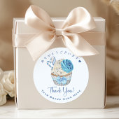 Bedankt Bakkerij Cupcake Blue Waterverf Elegant Ronde Sticker