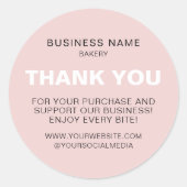 Bedankt Bakkerij Minimal Pink Business Ronde Sticker (Voorkant)