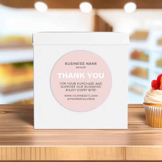 Bedankt Bakkerij Minimal Pink Business Ronde Sticker