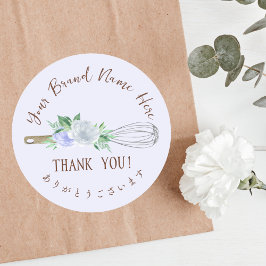 Bedankt Bakkerij Pastry Chef Whisk Paarse Bloemen Ronde Sticker