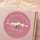 Bedankt Bakkerij Rolling Pin Red Floral Elegant Ronde Sticker