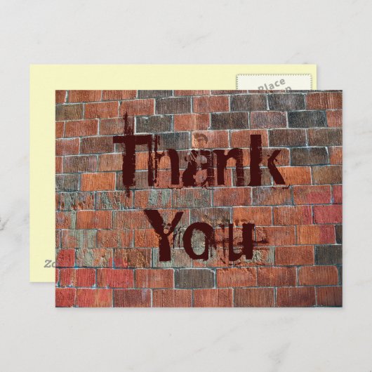 Bedankt bakstenen muur briefkaart (Voorkant / Achterkant)