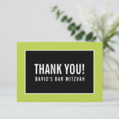 BEDANKT BAR MITZVAH minimalistisch grid limoen zwa (Staand voorkant)