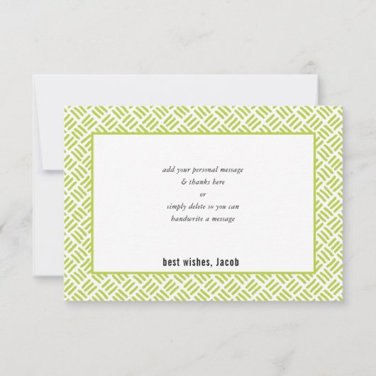 BEDANKT BAR MITZVAH minimalistisch grid limoen zwa (Achterkant)