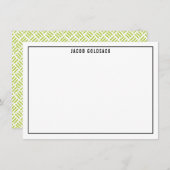 BEDANKT BAR MITZVAH modern effen grid limoen zwart (Voorkant / Achterkant)