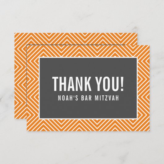 BEDANKT BAR MITZVAH modern geometrisch grijs sinaa (Voorkant / Achterkant)