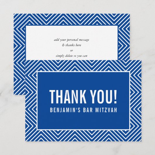 BEDANKT BAR MITZVAH modern geometrisch koninklijk  (Voorkant / Achterkant)