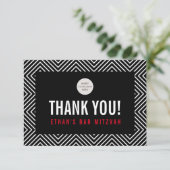 BEDANKT BAR MITZVAH modern geometrisch zwart rood (Staand voorkant)