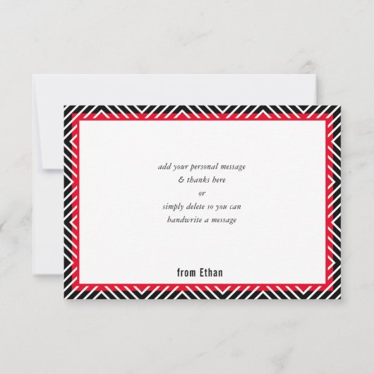 BEDANKT BAR MITZVAH modern geometrisch zwart rood (Achterkant)