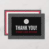 BEDANKT BAR MITZVAH modern geometrisch zwart rood (Voorkant / Achterkant)