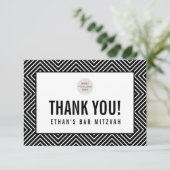 BEDANKT BAR MITZVAH modern geometrisch zwart rood (Staand voorkant)