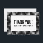 BEDANKT BAR MITZVAH modern geometrisch zwart wit<br><div class="desc">door kat massard >> https://linktr.ee/simplysweetpaperie <<<<< Een eenvoudige, stijlvolle manier om u te bedanken voor uw bezoek aan uw gast. Opstelling als sjabloon is het eenvoudig voor u om uw eigen details toe te voegen, of de aanpassingsknoop te raken en u kunt tekst, doopvonten, grootte enz. TIP toevoegen of veranderen:...</div>