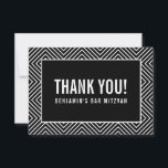 BEDANKT BAR MITZVAH modern geometrisch zwart wit<br><div class="desc">door kat massard >> https://linktr.ee/simplysweetpaperie <<<<< Een eenvoudige, stijlvolle manier om u te bedanken voor uw bezoek aan uw gast. Opstelling als sjabloon is het eenvoudig voor u om uw eigen details toe te voegen, of de aanpassingsknoop te raken en u kunt tekst, doopvonten, grootte enz. TIP toevoegen of veranderen:...</div>