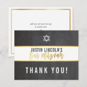 BEDANKT BAR MITZVAH modern grijs krijtbord goud (Voorkant / Achterkant)