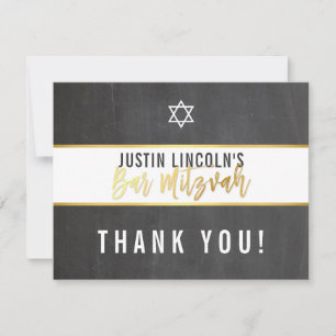 BEDANKT BAR MITZVAH modern grijs krijtbord goud