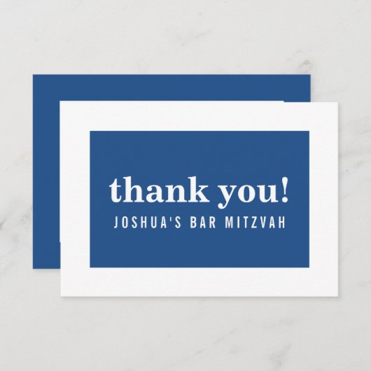 BEDANKT BAR MITZVAH modern minimalistisch marine b (Voorkant / Achterkant)