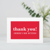 BEDANKT BAR MITZVAH modern minimalistisch vet rood (Staand voorkant)