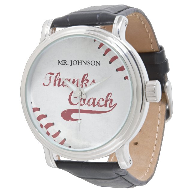 Bedankt Baseball Coach Large Grunge Baseball Horloge (Gekanteld)