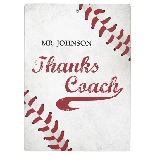 Bedankt Baseball Coach Large Grunge Baseball Klembord (Achterkant)