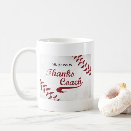 Bedankt Baseball Coach Large Grunge Baseball Koffiemok (Met donut)