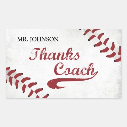 Bedankt Baseball Coach Large Grunge Baseball Rechthoekige Sticker (Voorkant)