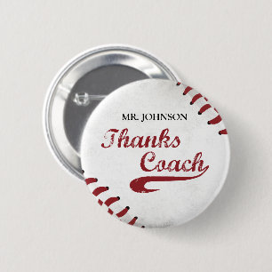 Bedankt Baseball Coach Large Grunge Baseball Ronde Button 5,7 Cm