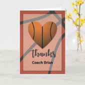 Bedankt Basketball Heart Coach Aangepaste naam Kaart (Gele Bloem)