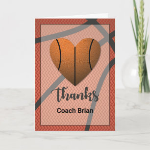 Bedankt Basketball Heart Coach Aangepaste naam Kaart