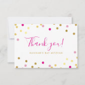 BEDANKT BAT MITZVAH glam confetti spot goud roze (Voorkant)