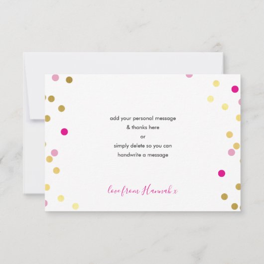 BEDANKT BAT MITZVAH glam confetti spot goud roze (Achterkant)