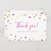 BEDANKT BAT MITZVAH glam confetti spot goud roze (Voorkant / Achterkant)
