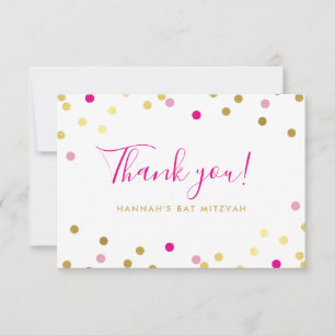 BEDANKT BAT MITZVAH glam confetti spot goud roze