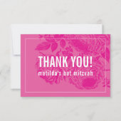 BEDANKT BAT MITZVAH moderne elegante bloemenroze (Voorkant)
