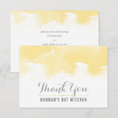 BEDANKT BAT MITZVAH moderne gele waterverf (Voorkant / Achterkant)
