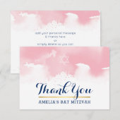 BEDANKT BAT MITZVAH moderne ster ROZE waterverf (Voorkant / Achterkant)